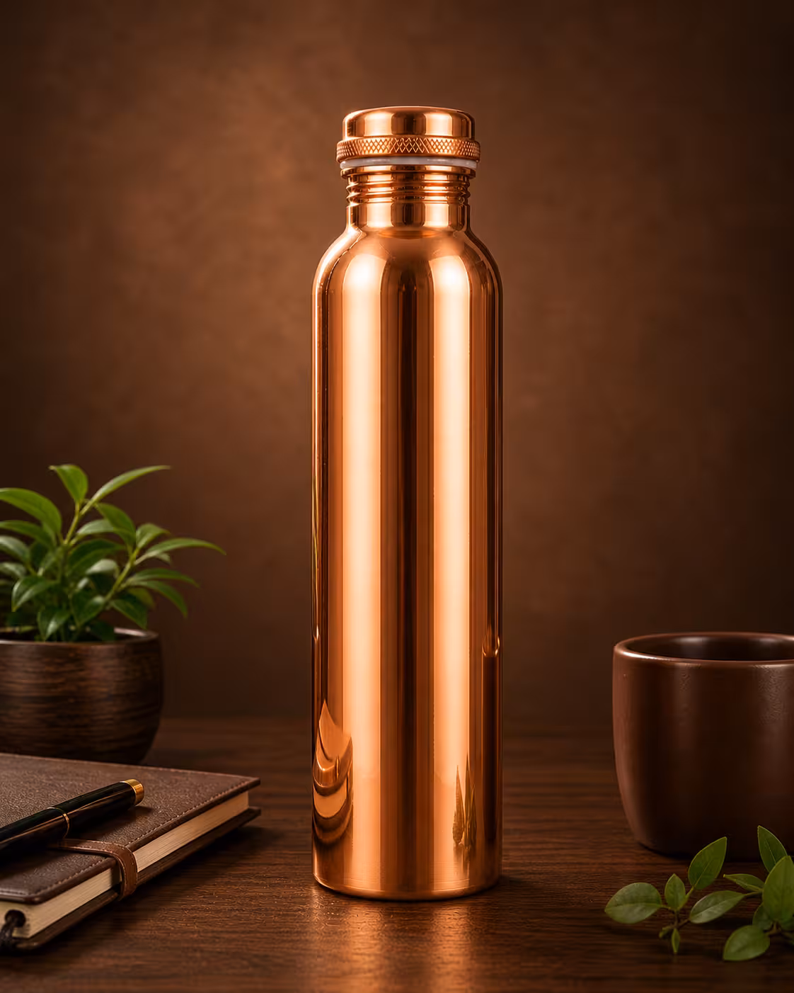 PURE COPPER WATER BOTTLE — SMOOTH GLOSSY EDITION