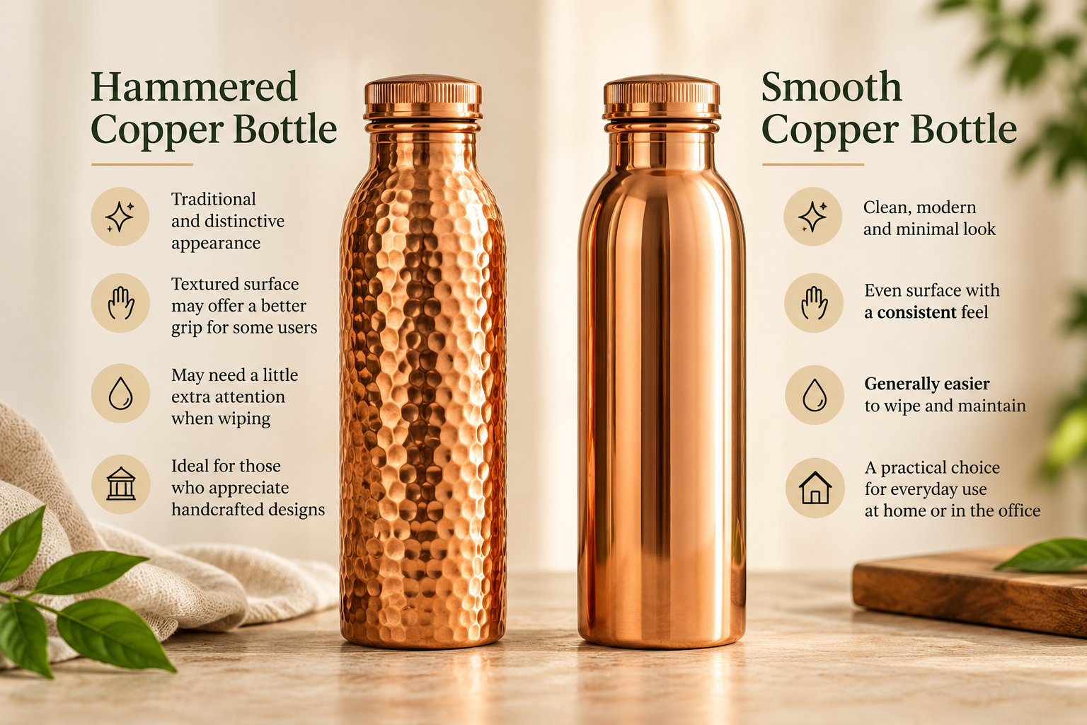 Hammered vs. Smooth Copper Bottles: What's the Difference?